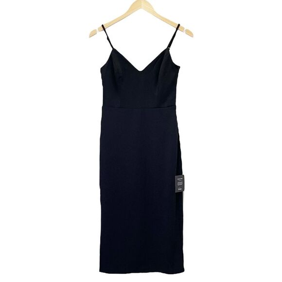 NWT Lulus You're a Gift Black Bow Back Bodycon Midi Sheath Dress Size Small NEW - Picture 1 of 12